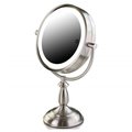 Ovente Ovente MPT75BR1X7X 7.5 in. 1x Lighted Table Top Vanity Makeup Mirror with 7x Magnification; Nickel Brushed MPT75BR1X7X